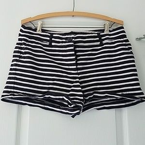 Loft Navy and White Striped Shorts